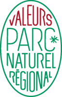 Logo rouge et vert de la marque Valeurs Parc naturel r&eacute;gional
